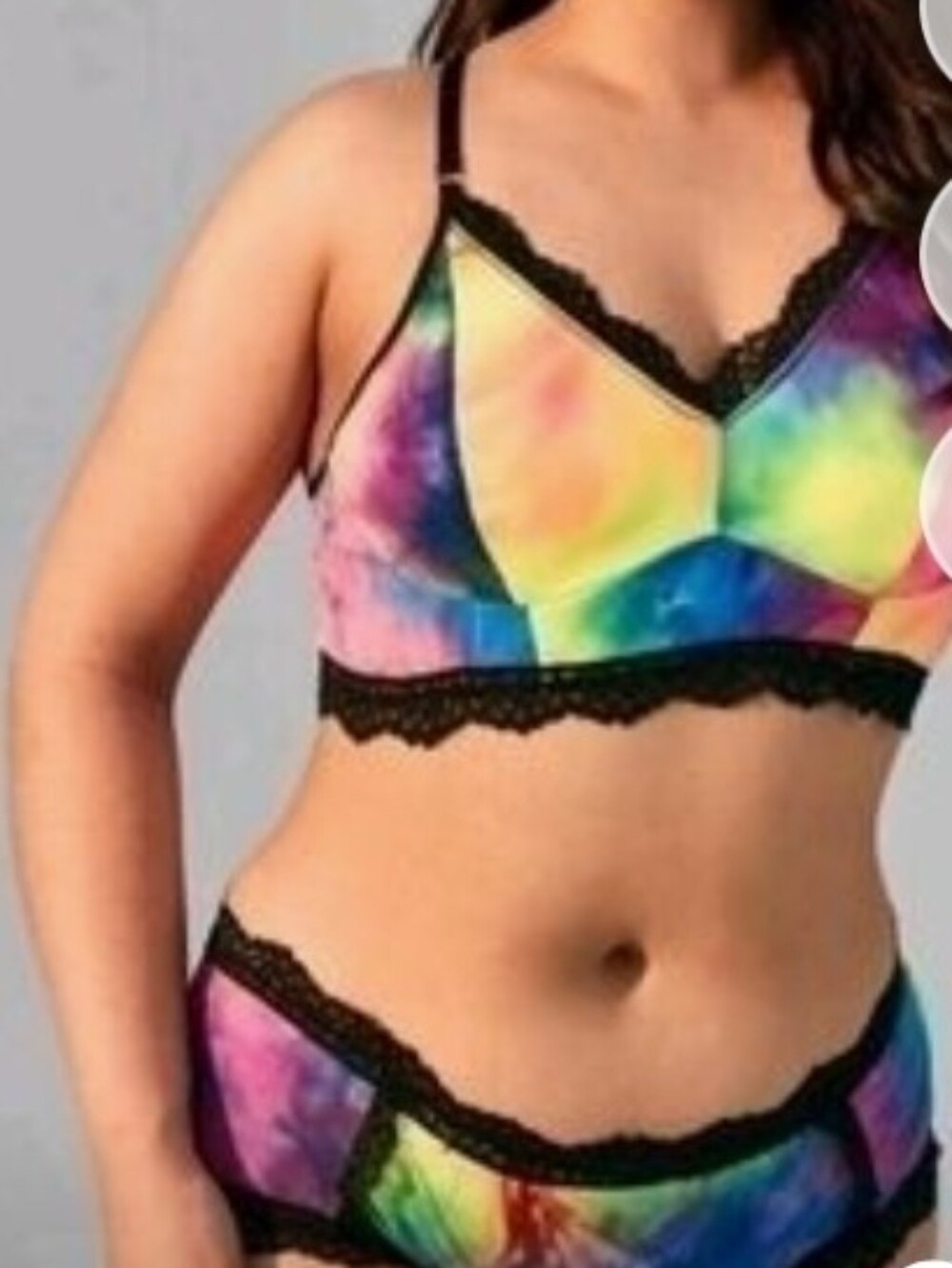 SHEIN TYE DYE LACE BRA SET SZ 2X